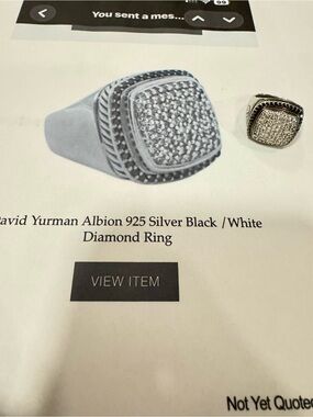 David Yurman Silver Ring with Pavé White Diamonds and Black Diamonds surrounding